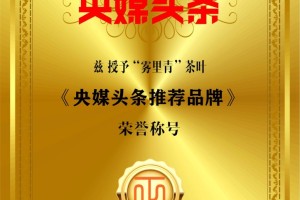 “雾里青”获评为《央媒头条推荐品牌》